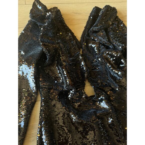 PatBO Black Sequin Keyhole Cutout Mini Dress - Picture 11 of 13